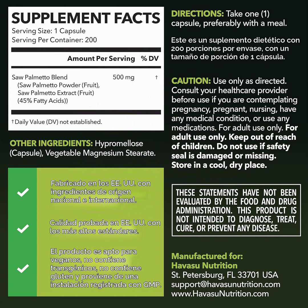 Saw Palmetto - Suplemento para la salud de la próstata para hombres...