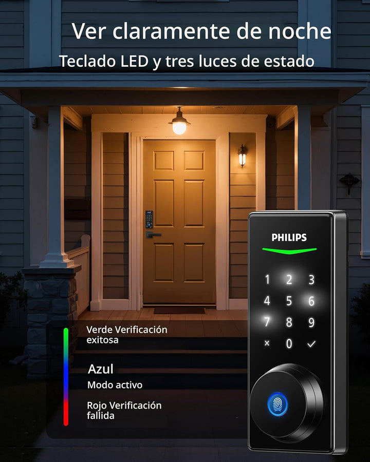 Philips Cerradura de puerta de entrada sin llave de huellas dactila...