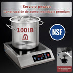 ChangBERT Placa de cocción de inducción portátil de 1800 W, certificación NSF, rango comercial, potente quemador de encimera Pro Chef profesional, carcasa de acero inoxidable premium, vidrio Schott, temporizador de 10 horas