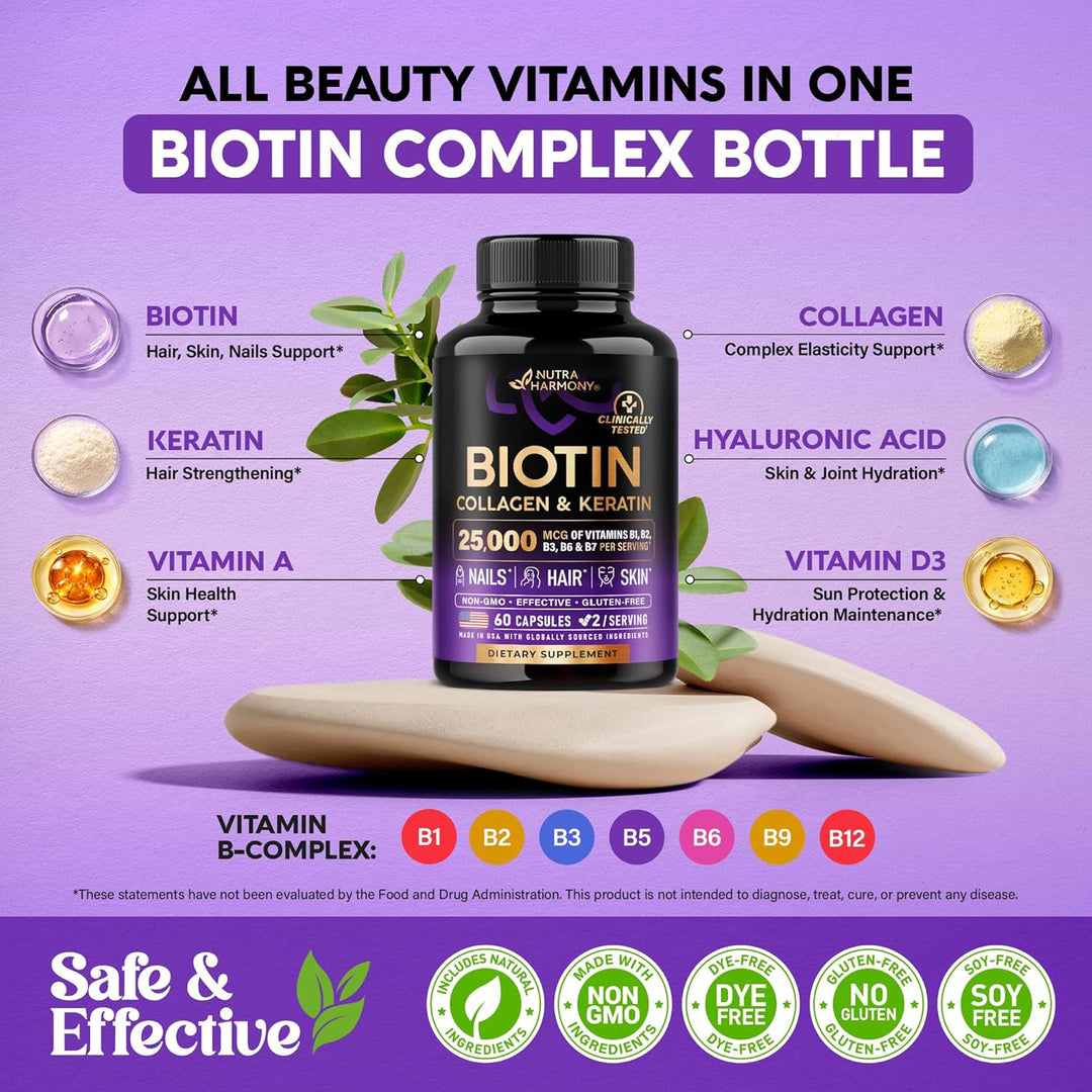 Biotina | Colágeno | Ácido hialurónico | Queratina - Vitaminas para...