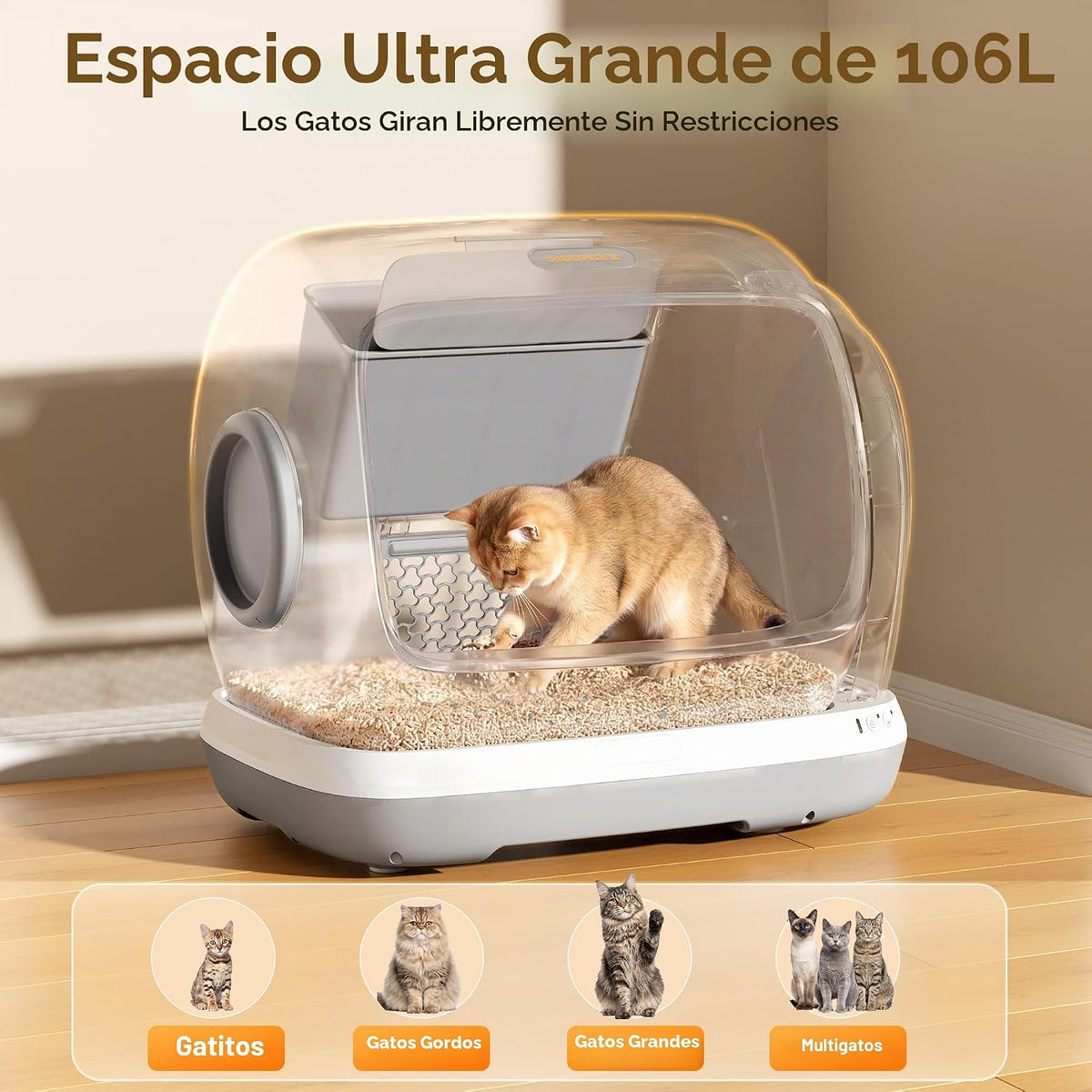Meowant Caja de arena automática de gran espacio para varios gatos