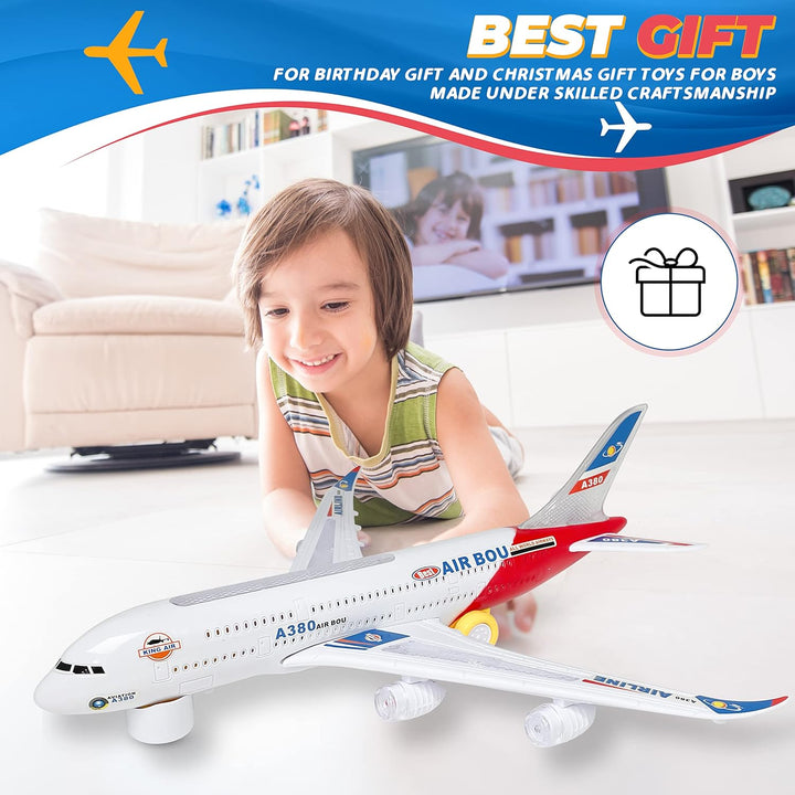 Avión eléctrico Bump and Go Bou A380, para niños, acción divertida,...