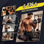 HulkFit Juego de mancuernas ajustables, juego de pesas libres de 40/60 libras con conector, juego de mancuernas 5 en 1 utilizado como barra, pesas rusas, soporte de levantamiento de pesas, placas de