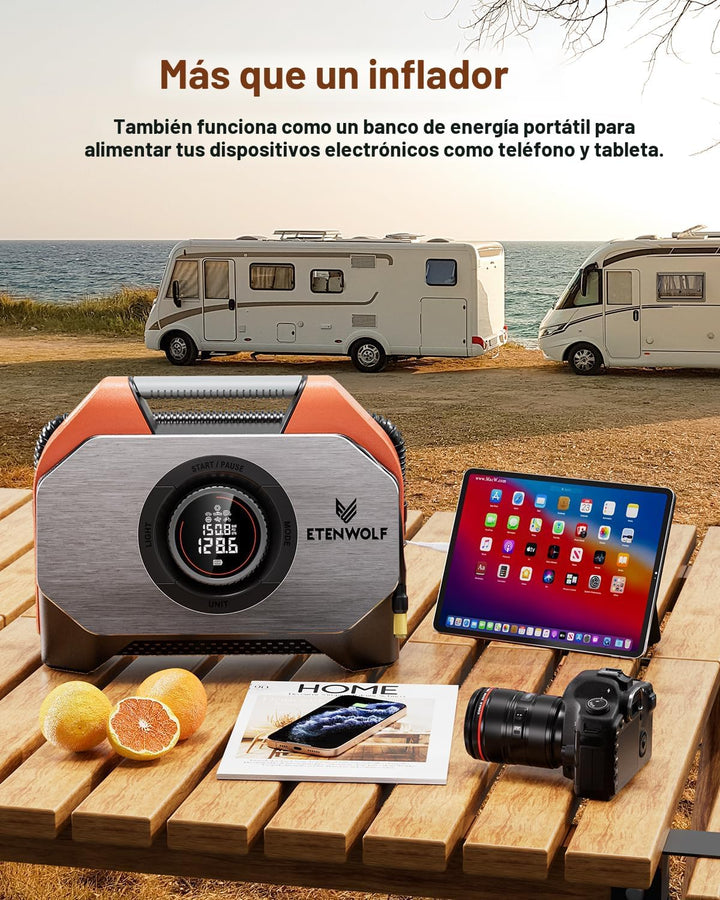 ETENWOLF Vortex S6 - Inflador de neumáticos, compresor de aire port...