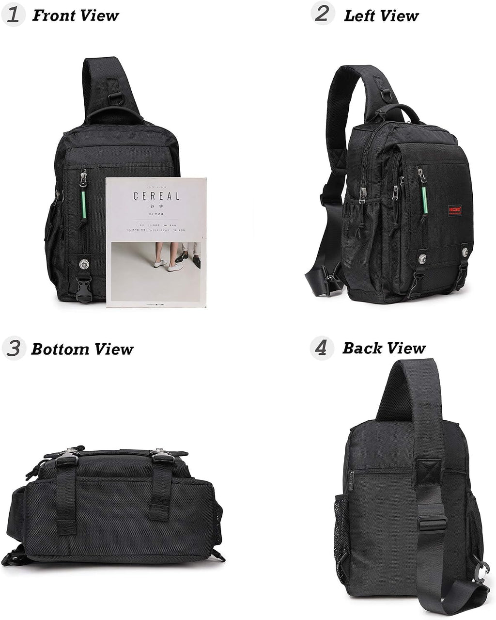 NICGID Bandoleras de hombro en el pecho, mochila para laptop, bolsa de mensajero cruzada para viajes al aire libre, hombres y mujeres