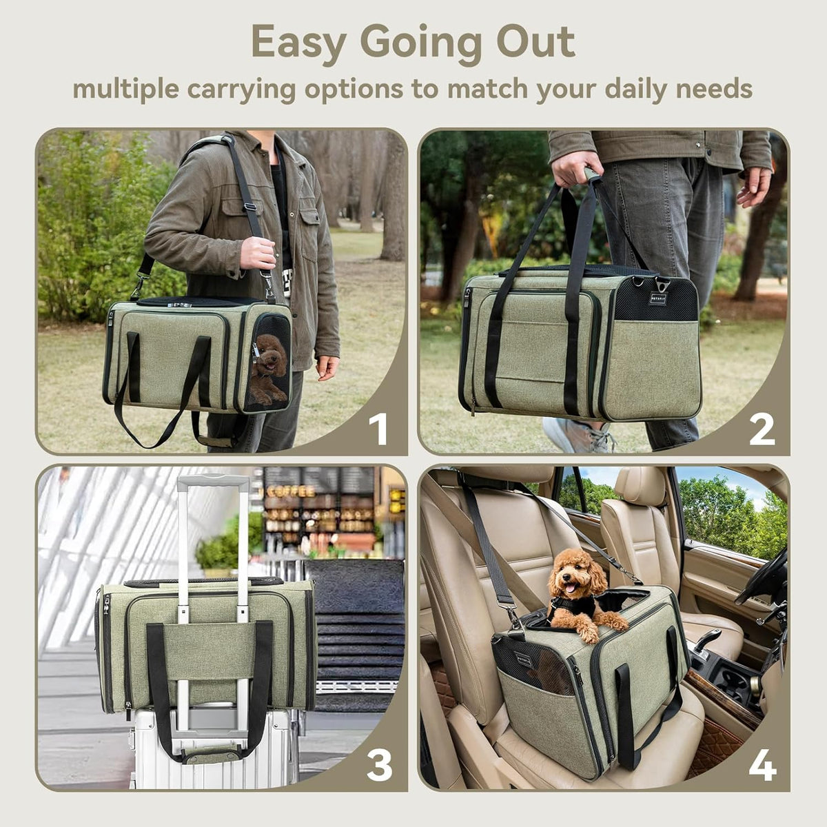 Petsfit Transportador de gatos mediano doble expandible para gatos y perros pequeños