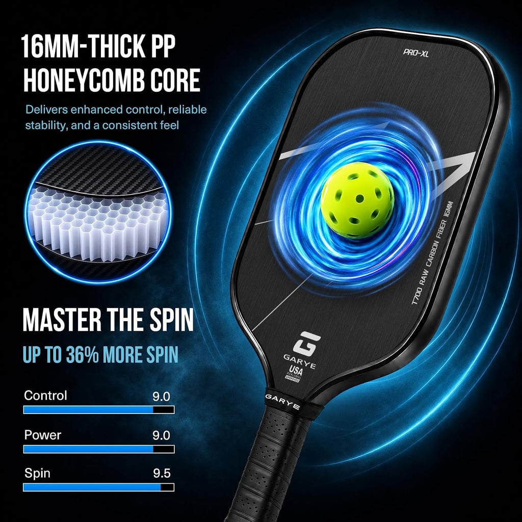 GARYE Paletas de pickleball, raqueta de fibra de carbono cruda T700 con