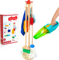 Set de limpieza para niños con aspiradora eléctrica, juguetes de limpieza de madera para niños pequeños