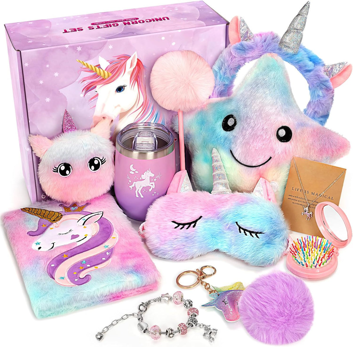 Regalos de unicornios para niñas de 5, 6, 7, 8, 9, 10+ años, juego de juguetes para niñas adolescentes, regalos de cumpleaños, Navidad, juguetes de unicornio con almohada de estrella de felpa suave