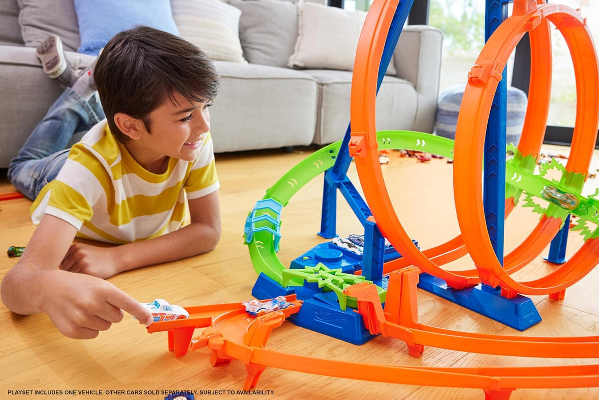 Paquete de Hot Wheels Epic Crash Dash 5 zonas de choque, fácil de g...