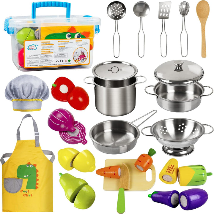 Sundaymot Accesorios de Juguete de Cocina, Alimentos de Madera, Jue...