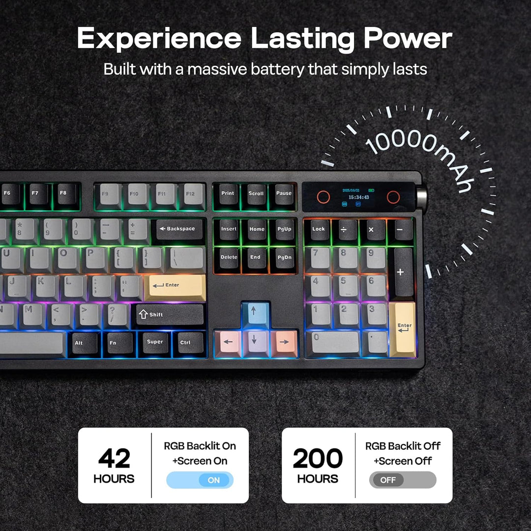 EPOMAKER TH108 PRO Teclado mecánico de tamaño completo con pantalla...