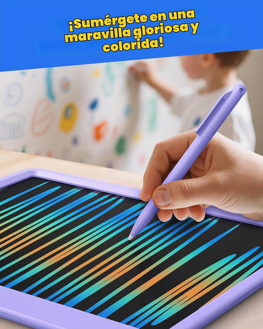 Tableta de escritura LCD de 12 pulgadas para niños, bloc de dibujo para colorear, tablero de garabatos sin desorden, juguetes de viaje en avión para niños y niños pequeños, esenciales para