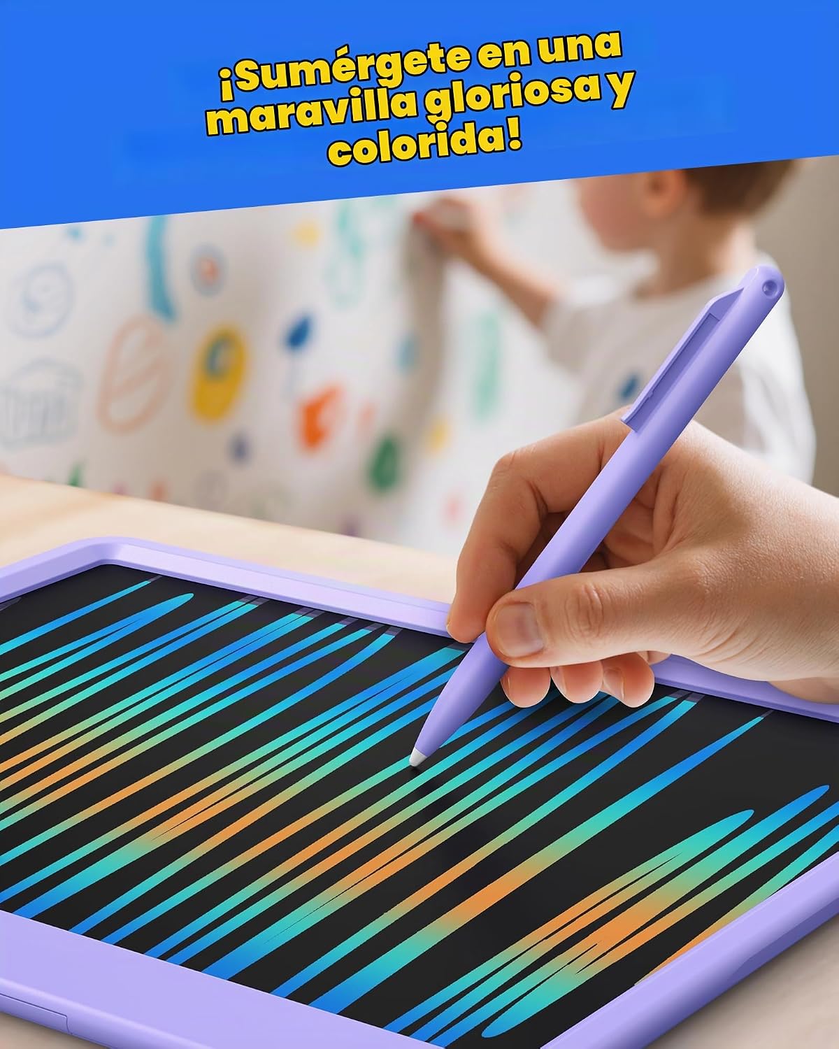 Tableta de escritura LCD de 12 pulgadas para niños, bloc de dibujo para colorear, tablero de garabatos sin desorden, juguetes de viaje en avión para niños y niños pequeños, esenciales para