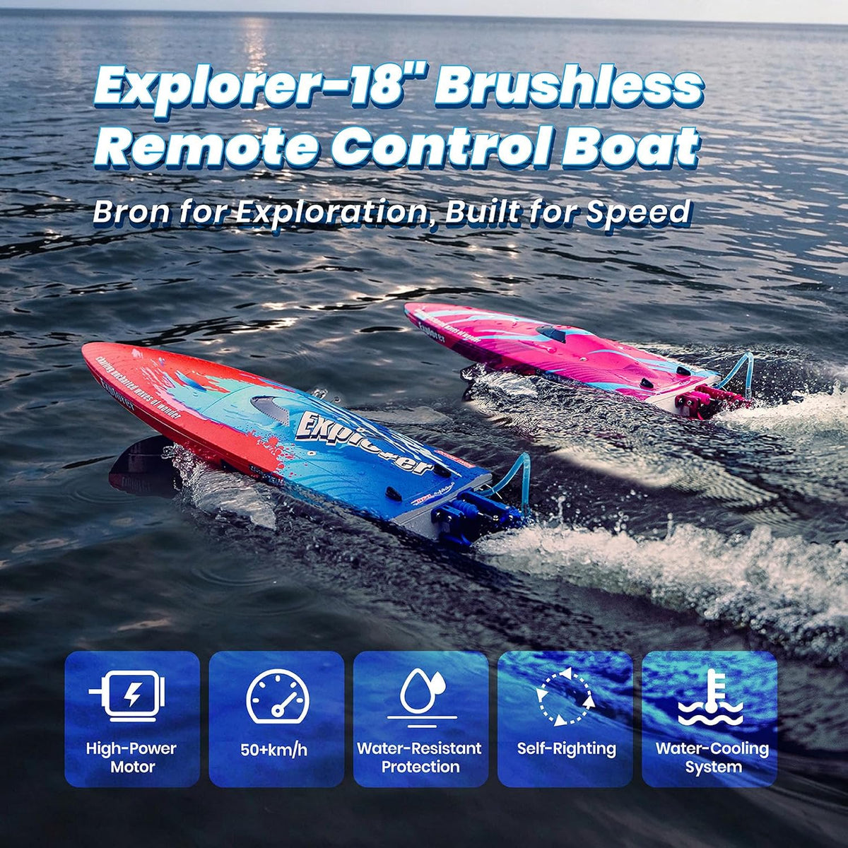 Fms 18" Barco RC sin() Escobilla Brushless de Alta Velocidad para Carrera con Control Remoto