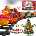 Juego de tren de Navidad colgante con luz/humo/sonido/música, juego de tren de juguete alrededor debajo del árbol de Navidad, regalo de juguetes de Navidad con Papá Noel, juego de tren de árbol de Navidad para niños de 3-5, 4-8