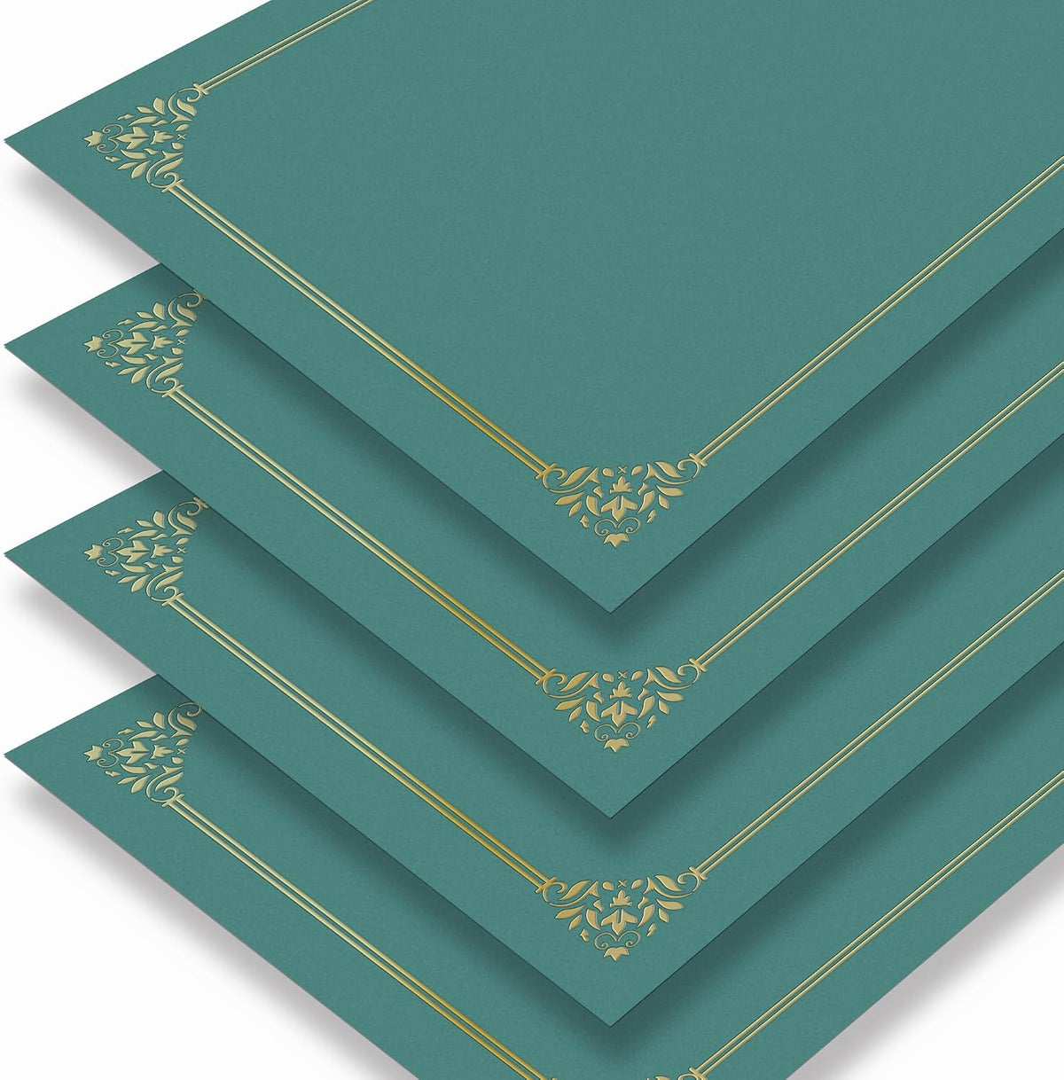 Soportes verdes para certificados de 8.5 x 11 pulgadas, 100 unidades – Se utilizan como carpetas de certificados de premio con borde de lámina dorada para certificados, premios, documentos y