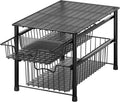 Simple Houseware Cajón organizador apilable de cesta deslizante, negro, 2 niveles