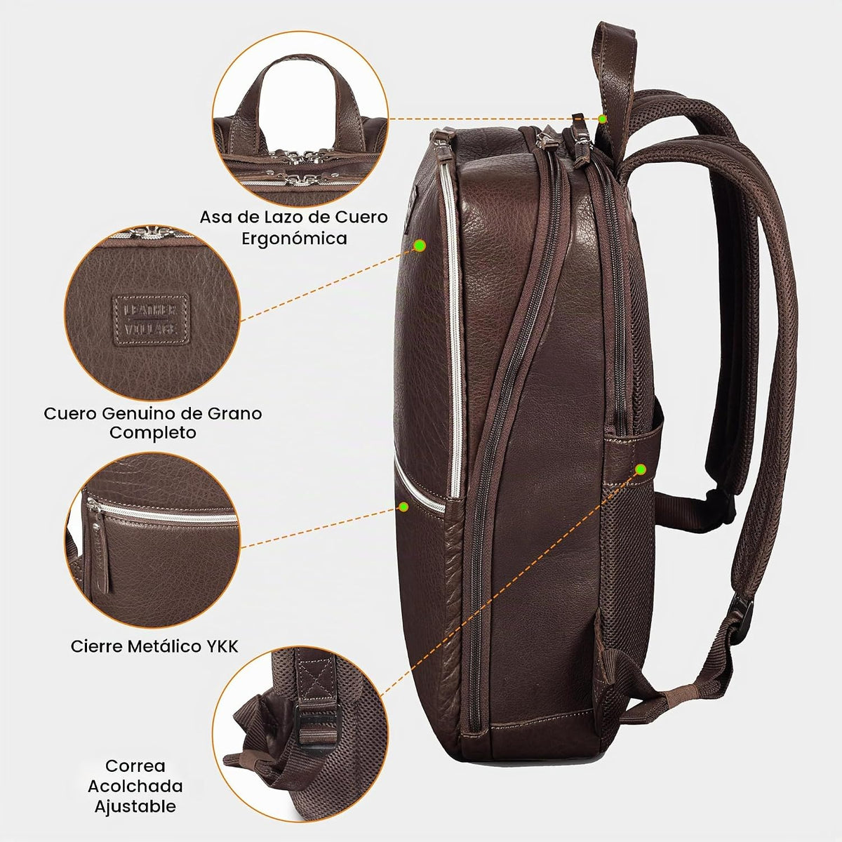 LEATHER VILLAGE Mochila de cuero para computadora portátil para hombres con