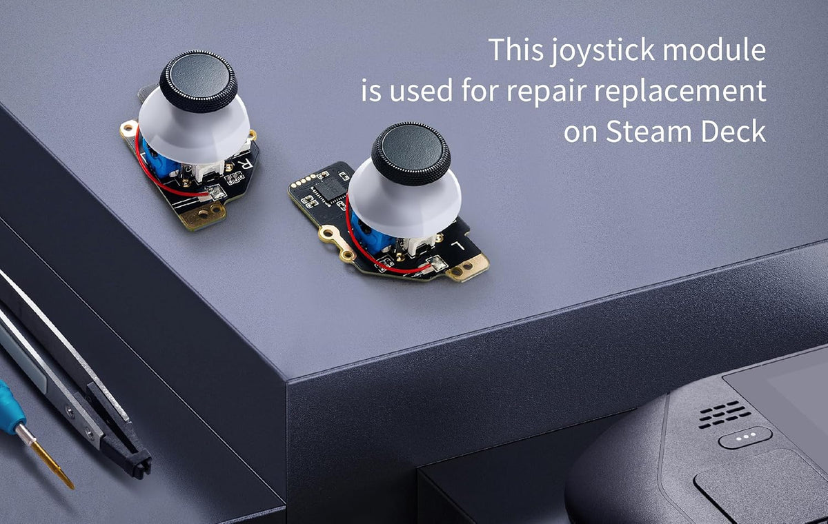 GuliKit Joystick Analógico para Steam Deck LCD (Tipo A&B), Joystick Magnético con Efecto Hall Sin Deriva, Reemplazo Electromagnético, Sin Soldadura, Calibración con un Botón, Kit de Reparación Derecho e Izquierdo con tapas (No compatible con OLED)