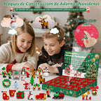 Calendario de Adviento 2026, adornos de Navidad, juego de construcción compatible con Lego, corona de Papá Noel, pan de jengibre, reno, juguete de construcción 24 en 1, cuenta regresiva de 24 días para juguetes de Navidad, regalos para niños y niñas