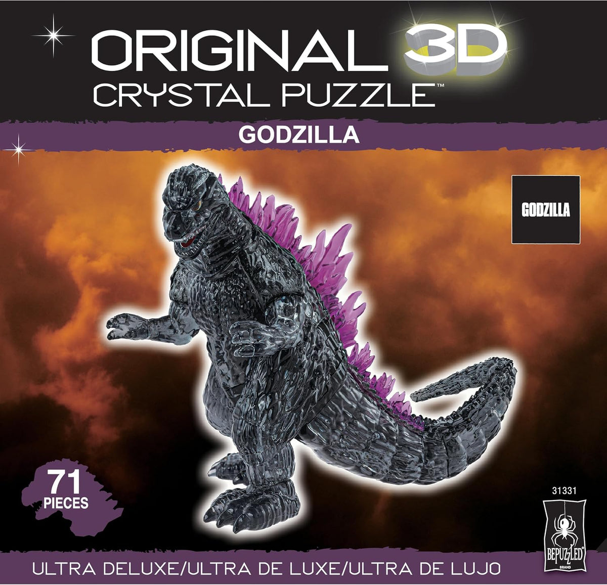 Godzilla - Rompecabezas 3D de cristal ultra lujoso, 71 piezas, a partir de 12 años