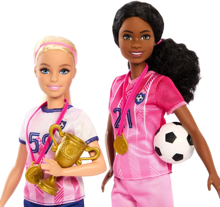 Juego de Barbie Careers, set de jugadora de fútbol con 2 muñecas de...