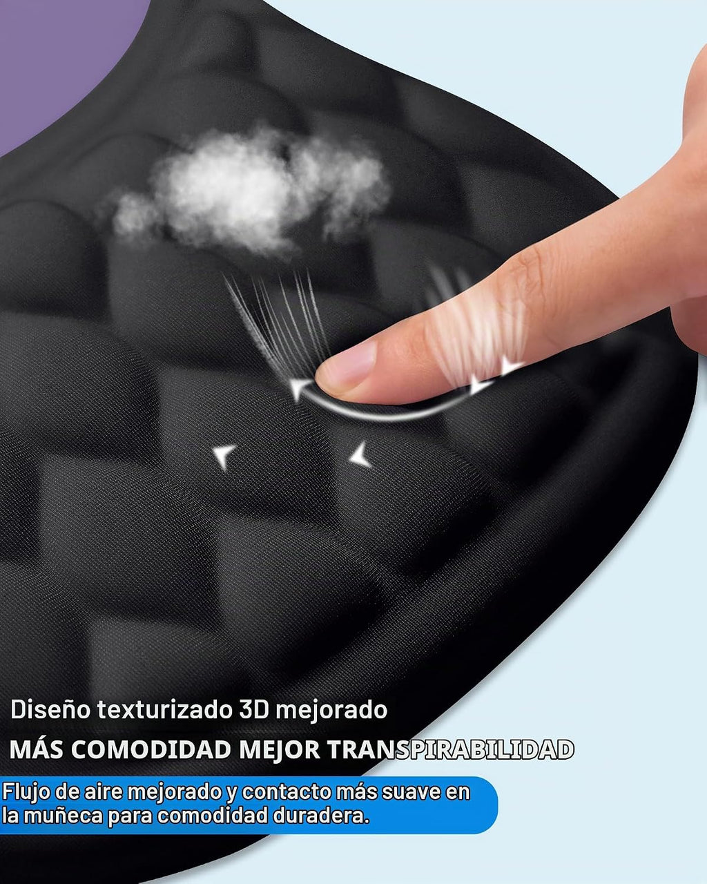 Alfombrilla ergonómica para mouse con reposamuñecas de espuma viscoelástica