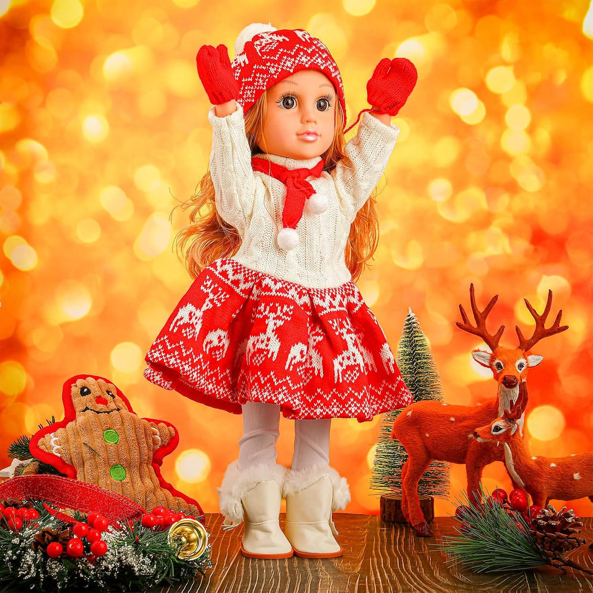 Juego de 6 piezas de ropa de muñeca de Navidad de 18 pulgadas