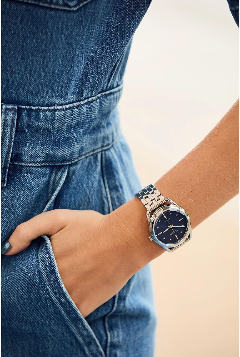 Citizen Reloj clásico Eco-Drive para mujer, acero inoxidable