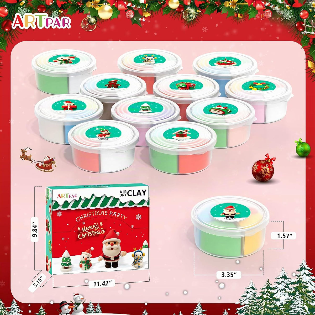 Arcilla de secado al aire para niños, kit de arcilla mágica para modelar y manualidades de Navidad, regalo