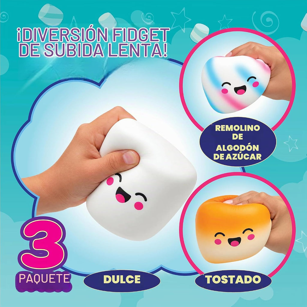 Squeeze Please 3 Pack Marshmallow Stress Relief Sensory Fidget Squishy Toy