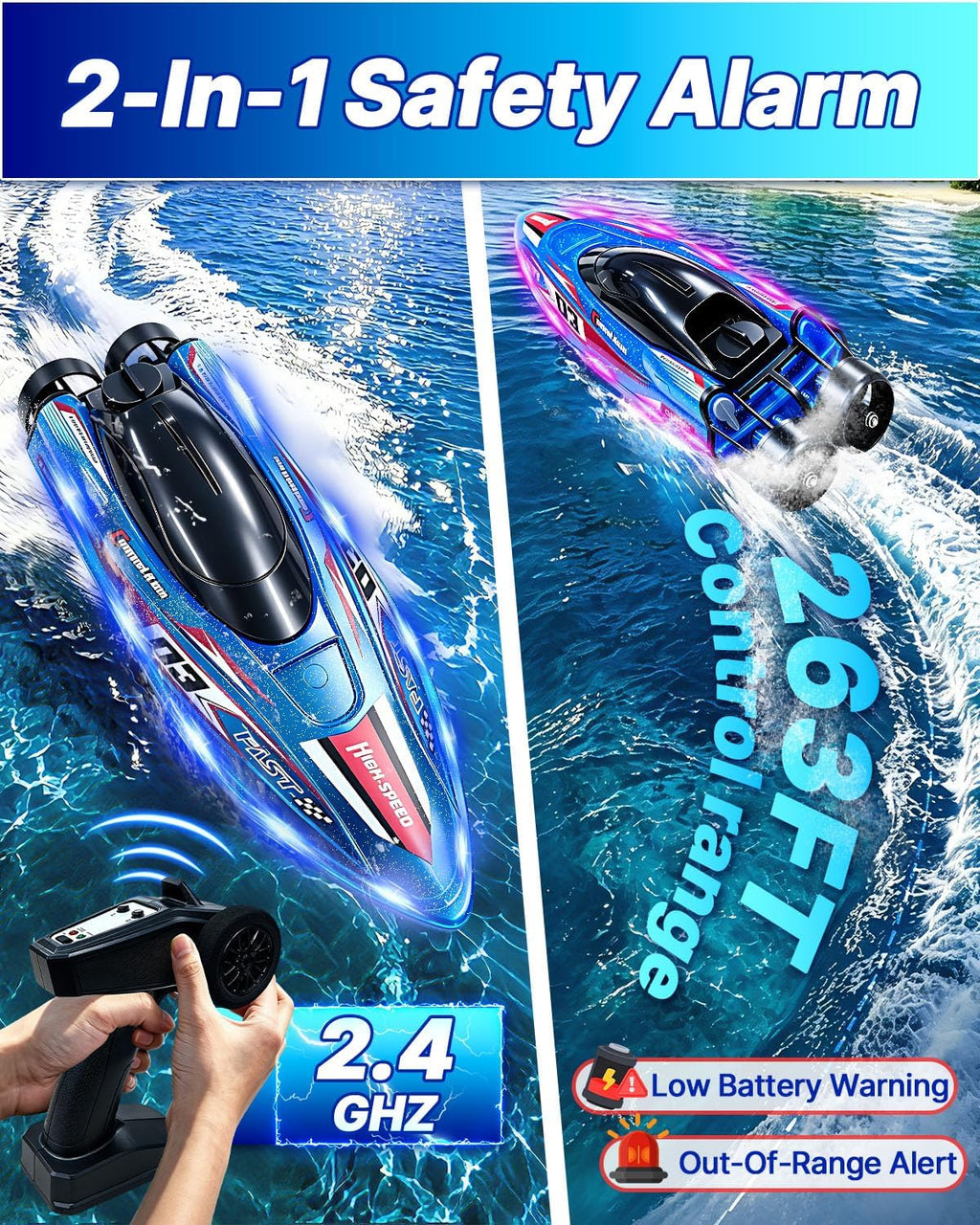 Barco a control remoto para niños, 25 MPH sin escobillas RC Boat