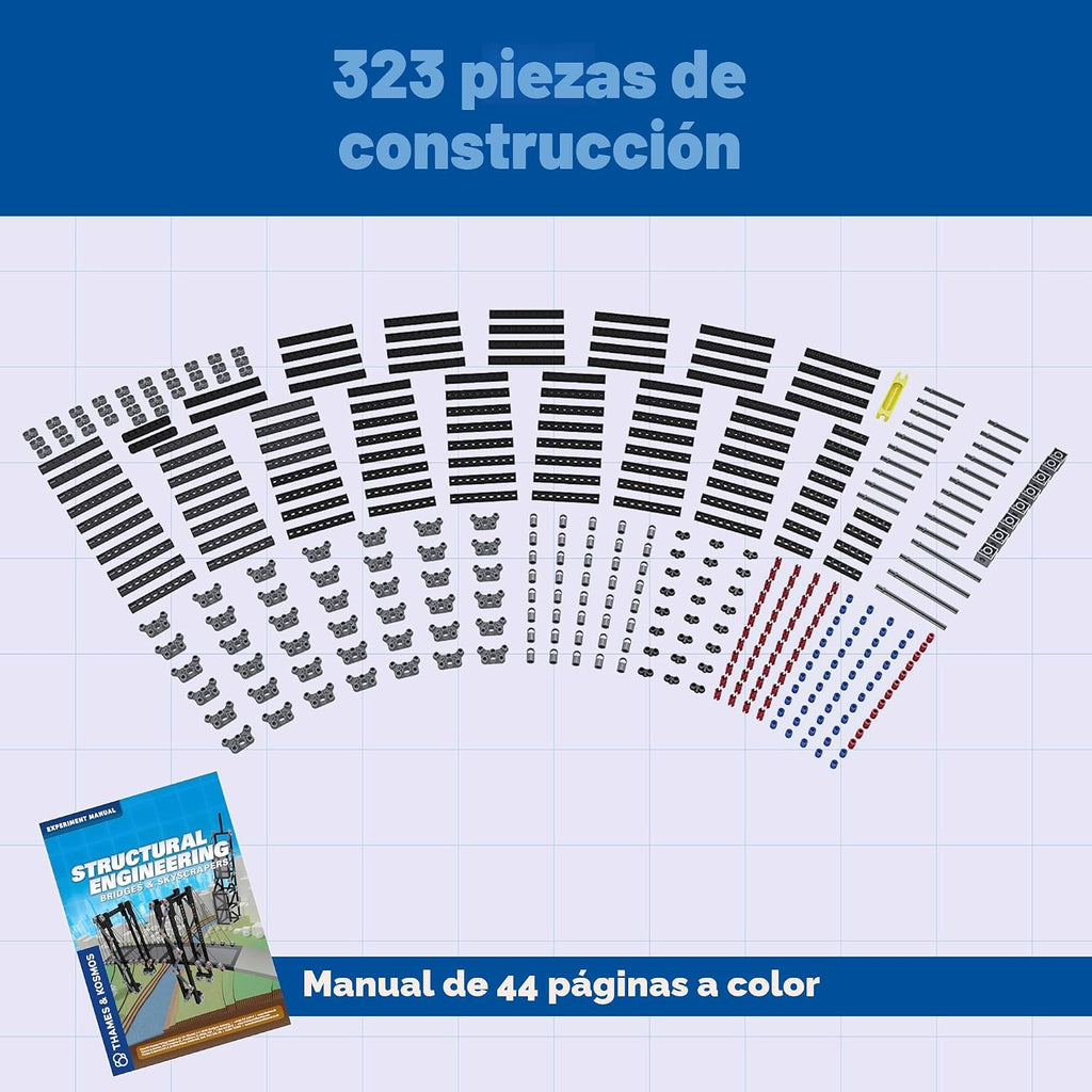 Thames & Kosmos Ingeniería Estructural: Puentes y Rascacielos | Kit de Ciencia e Ingeniería | Construir 20 modelos | Aprende sobre fuerza, carga, compresión, tensión | Ganador del premio de oro