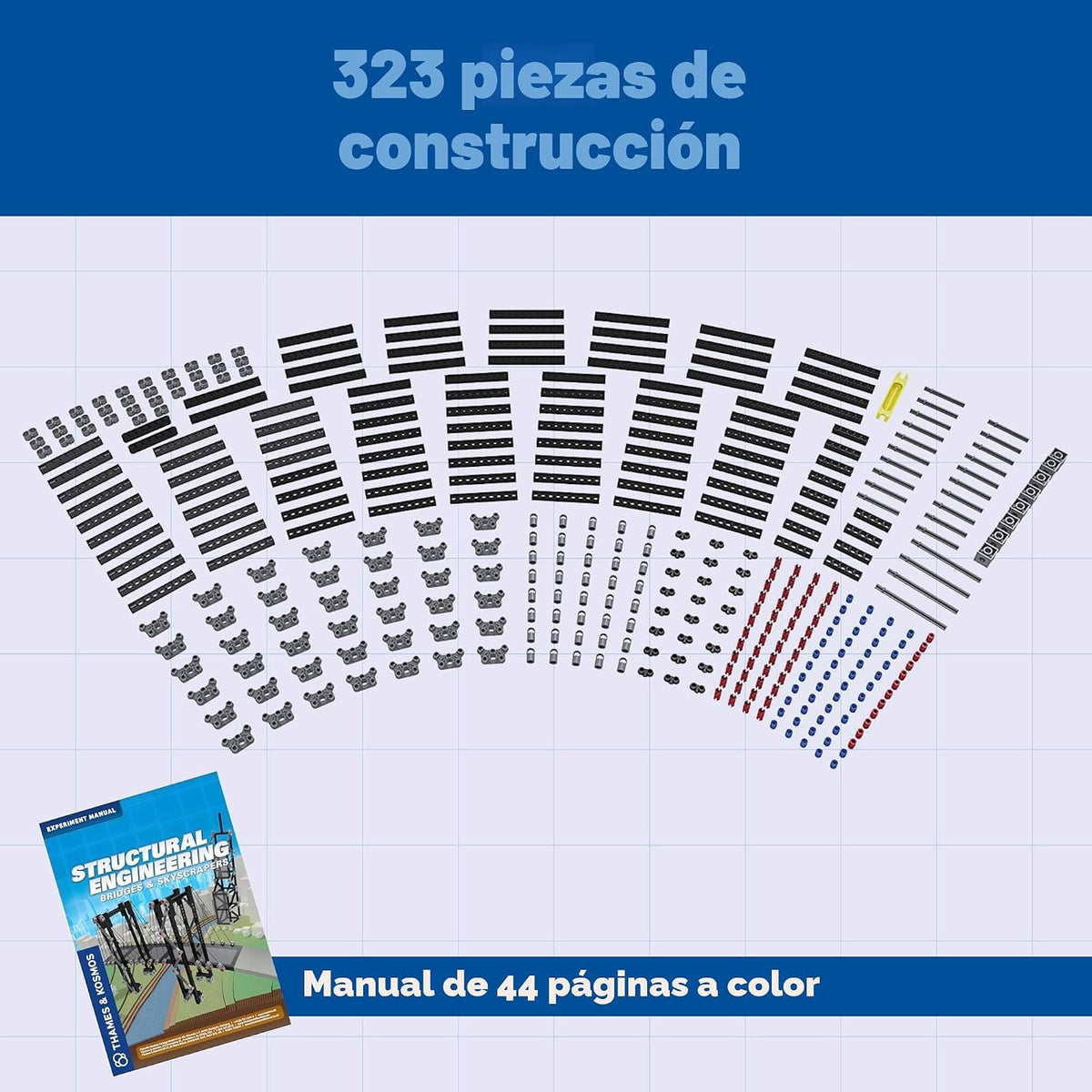 Thames & Kosmos Ingeniería Estructural: Puentes y Rascacielos | Kit de Ciencia e Ingeniería | Construir 20 modelos | Aprende sobre fuerza, carga, compresión, tensión | Ganador del premio de oro