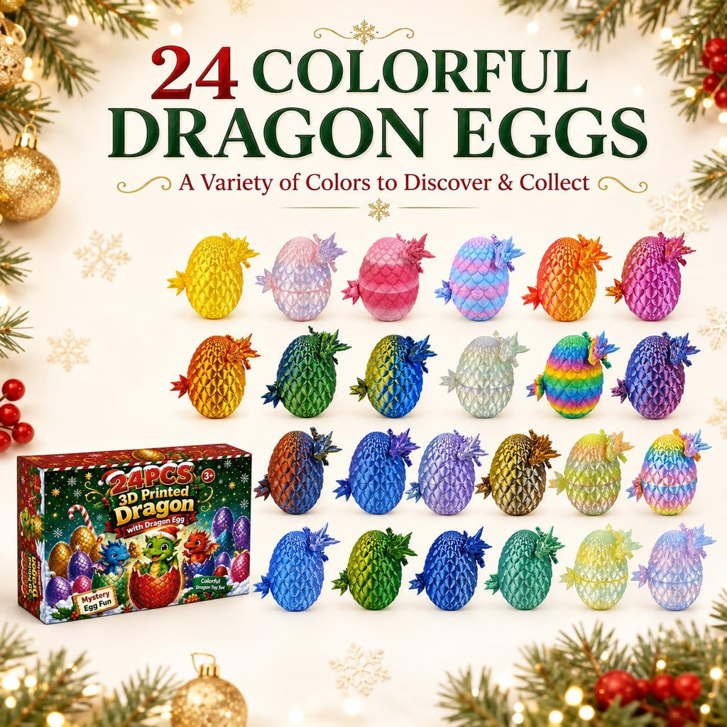 EIMONEY 24 huevos de dragón impresos en 3D con dragón en el interior, diseño de dragón movible realista, dragón impreso en 3D, juego de juguetes de dragón, animales coleccionables en 3D para adultos y