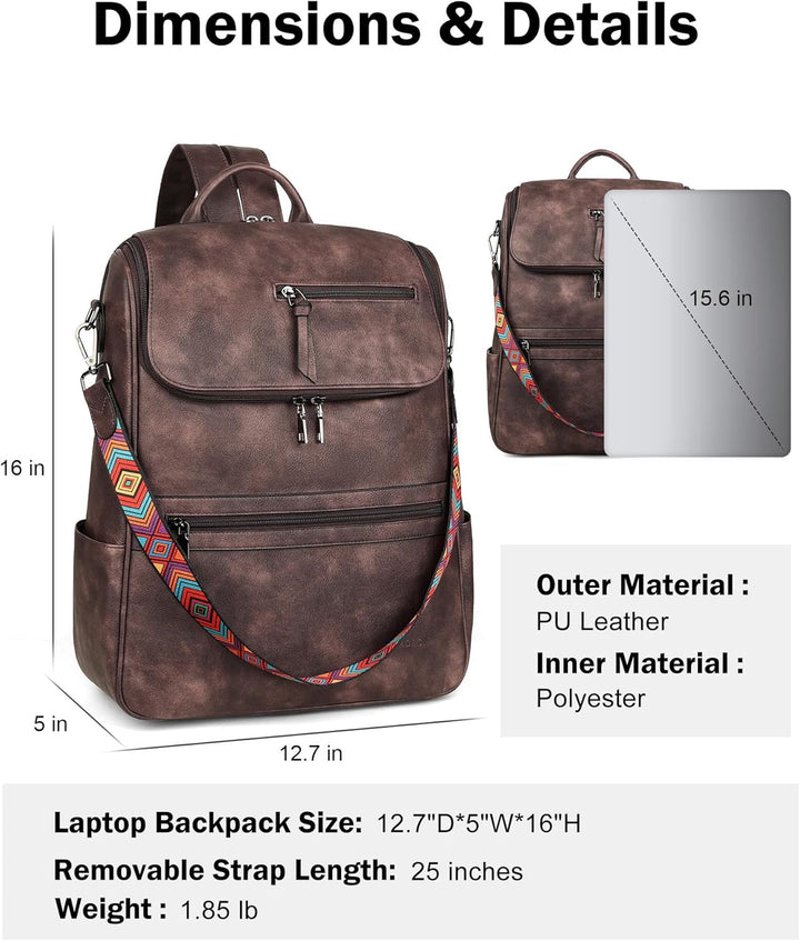 FADEON Mochila para computadora portátil para mujer, mochila de via...
