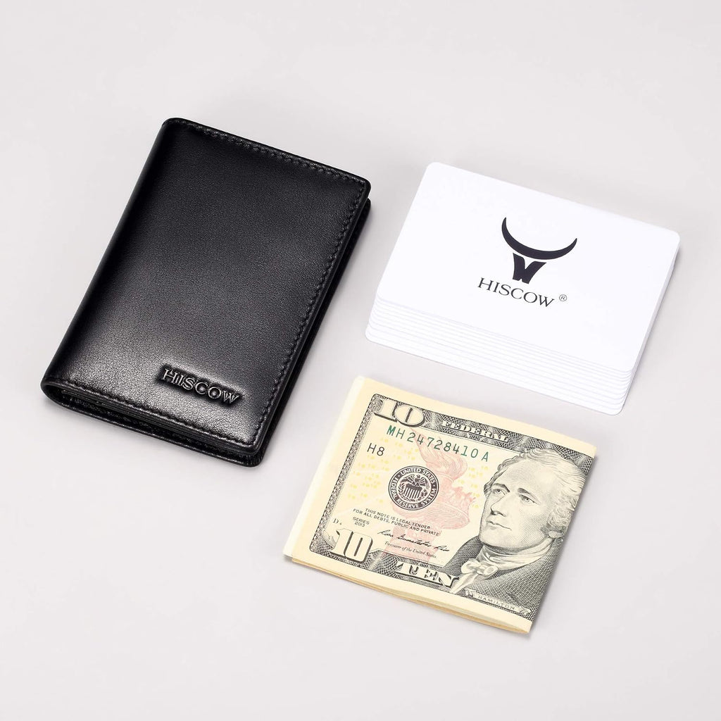 Funda de piel para tarjetas de visita para hombres y mujeres, piel de becerro italiana