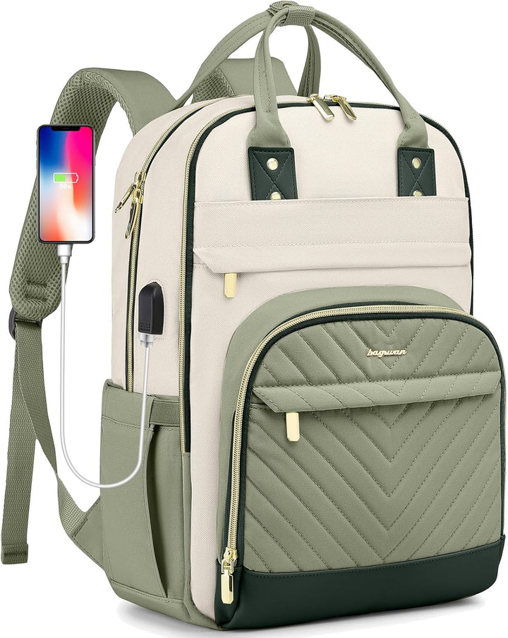 bagswan Mochila para laptop para mujer, 31-beige verde claro, 17,3...