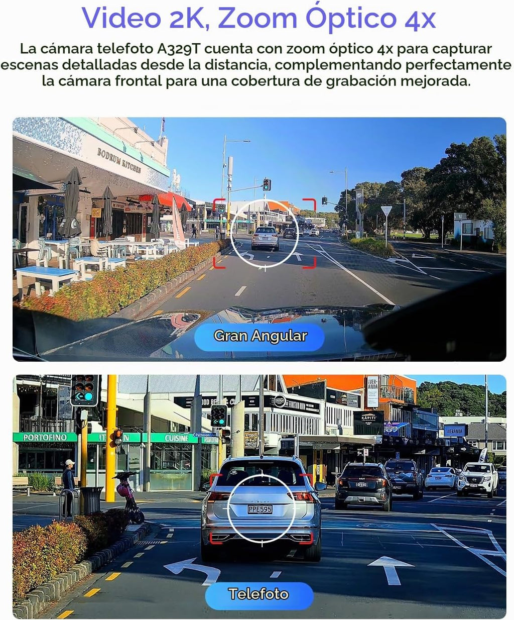 VIOFO A329T 4K 3CH Dash Cam Teleobjetivo delantero trasero, STARVIS 2 HDR