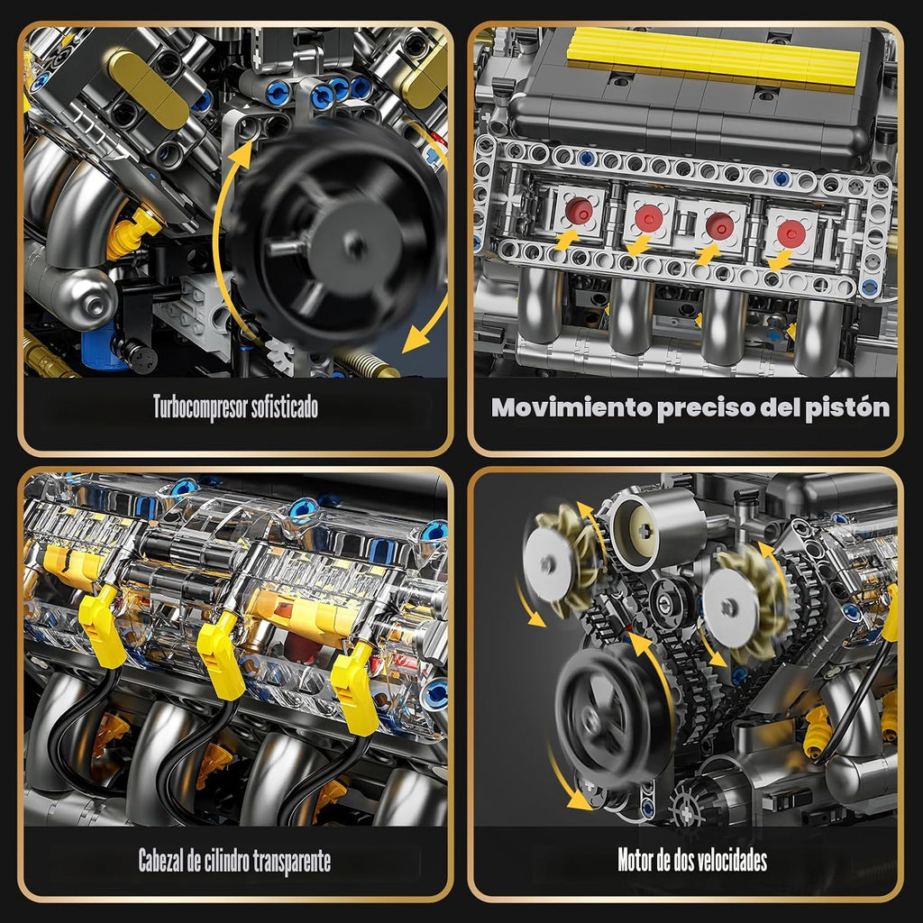 V8 Kit de modelo de motor que funciona, juego de bloques de construcción visibles para adultos, compatible con Lego, juguete educativo STEM de ciencia física para adolescentes y niños mayores de 14 años (905 piezas)