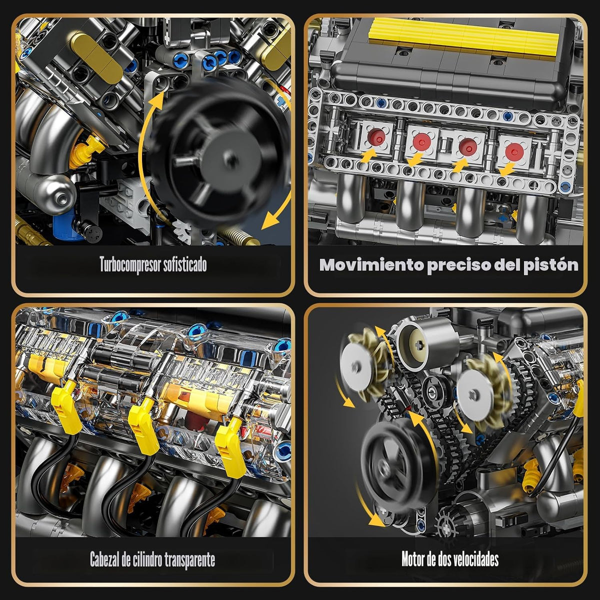 V8 Kit de modelo de motor que funciona, juego de bloques de construcción visibles para adultos, compatible con Lego, juguete educativo STEM de ciencia física para adolescentes y niños mayores de 14 años (905 piezas)