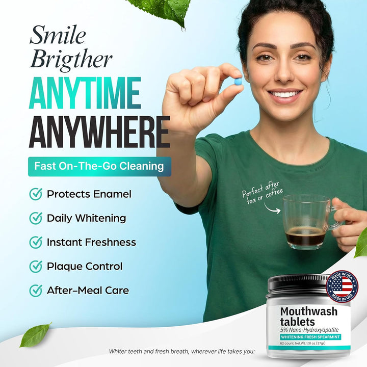 Pastillas de enjuague bucal con nano-hidroxiapatita, cuidado oral n...