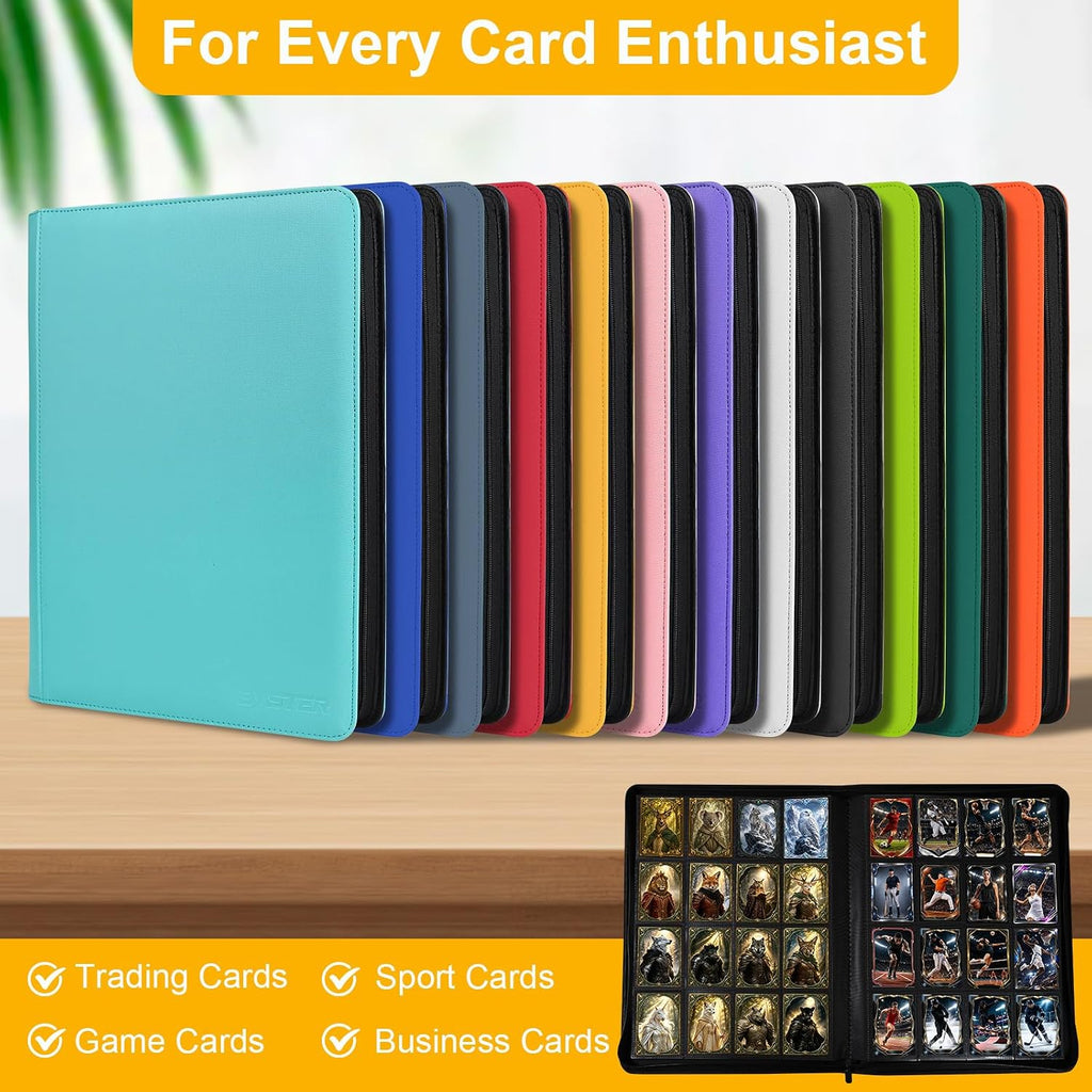 BYSTER Carpeta de tarjetas de PU de 16 bolsillos con cremallera, color amarillo