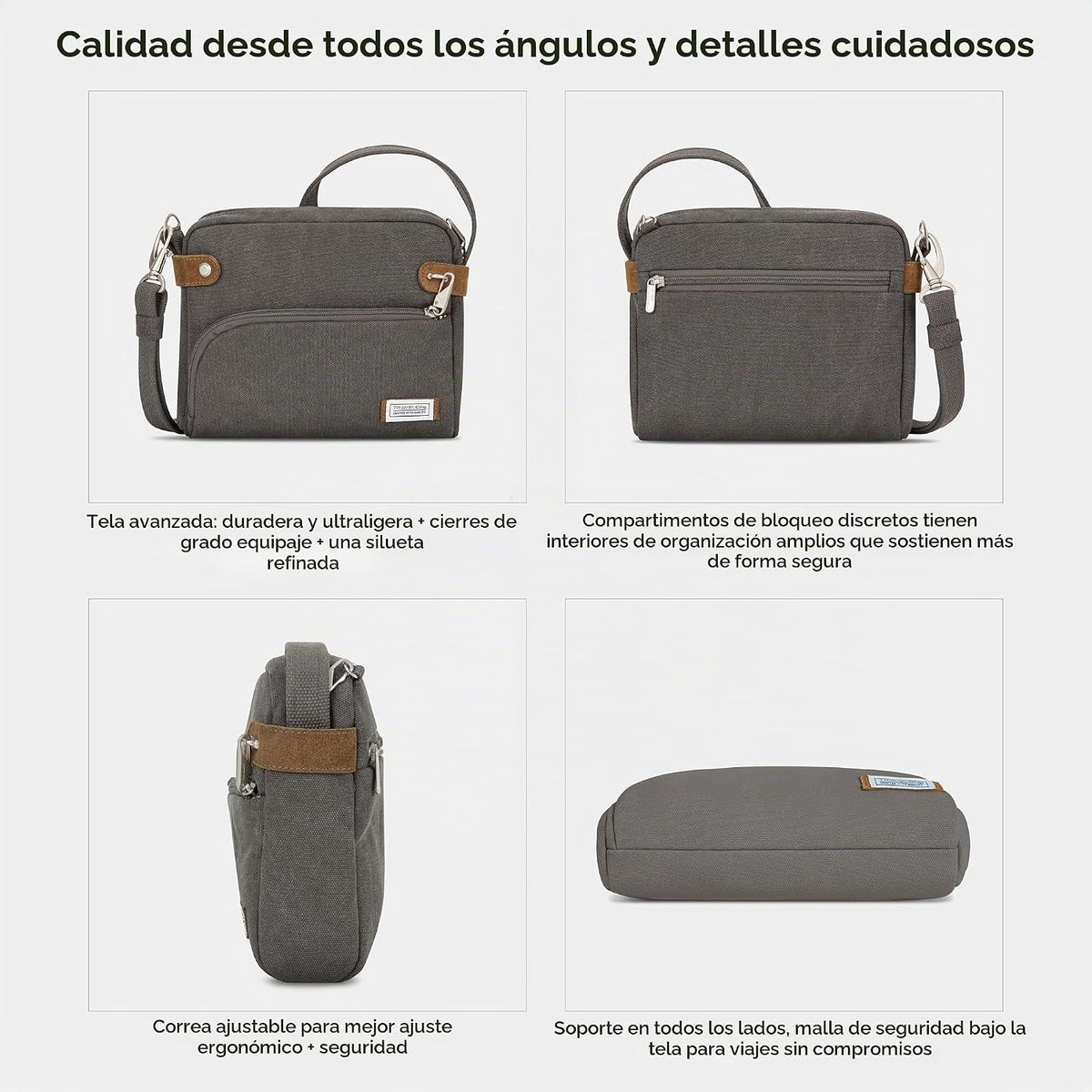 Travelon - Bolso bandolera Heritage antirrobo, pequeño