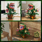 Audrey II - Juego de 2 bloques de construcción botánicos de plantas de piraña compatibles con Lego, kit de juguetes de terror, decoración de tienda de flores, decoración y regalo para fanáticos de las
