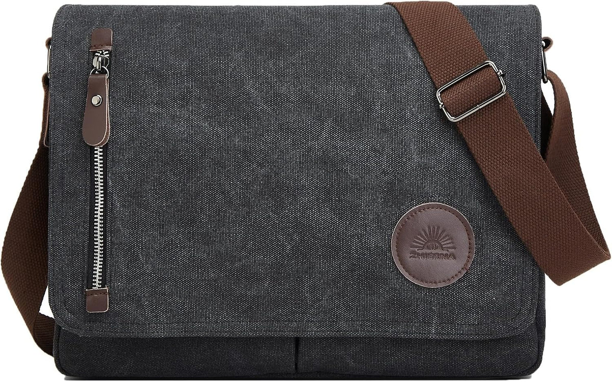 ZHIERNA Bolso tipo mensajero de lona para hombres y mujeres, bolso cruzado de hombro vintage de 13.3 pulgadas para laptop para trabajo y viajes
