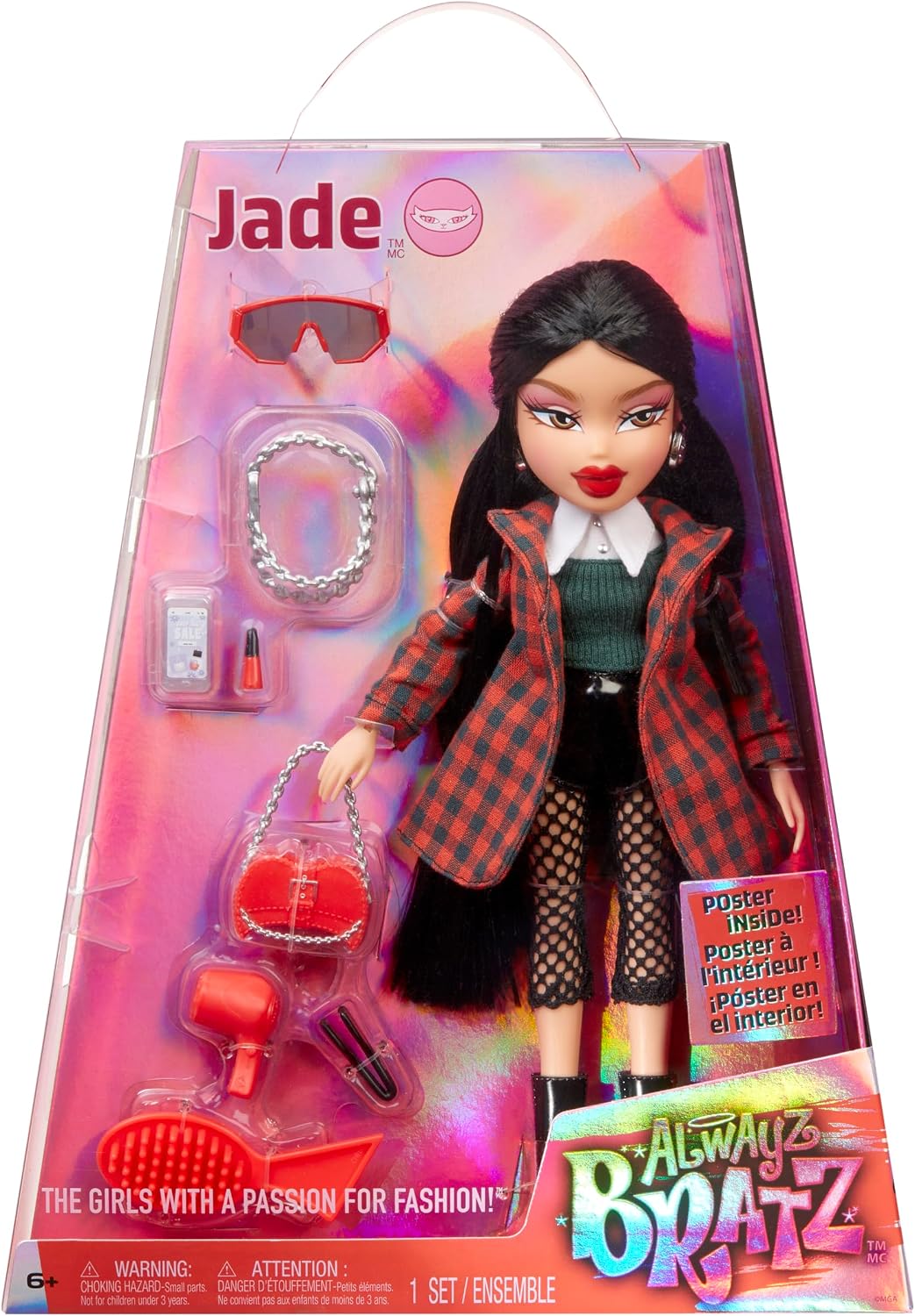 Bratz Alwayz Jade Muñeca de moda con 14 accesorios y póster