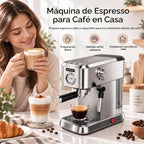MEGAWISE Máquina de café expreso, cafetera con espumador de leche, cafetera