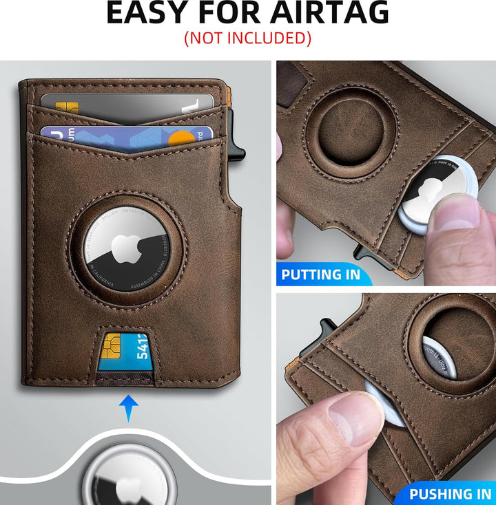 Miyozi - Billetera Airtag para hombre, con clip de dinero, estuche...